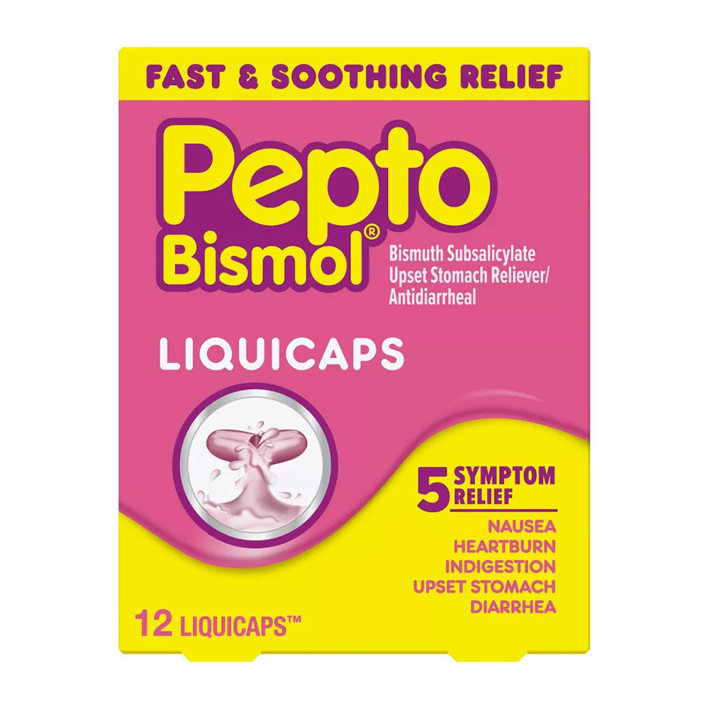 Pepto Bismol 5 Symptoms Digestive Relief Liquid Capules, 12 Ea